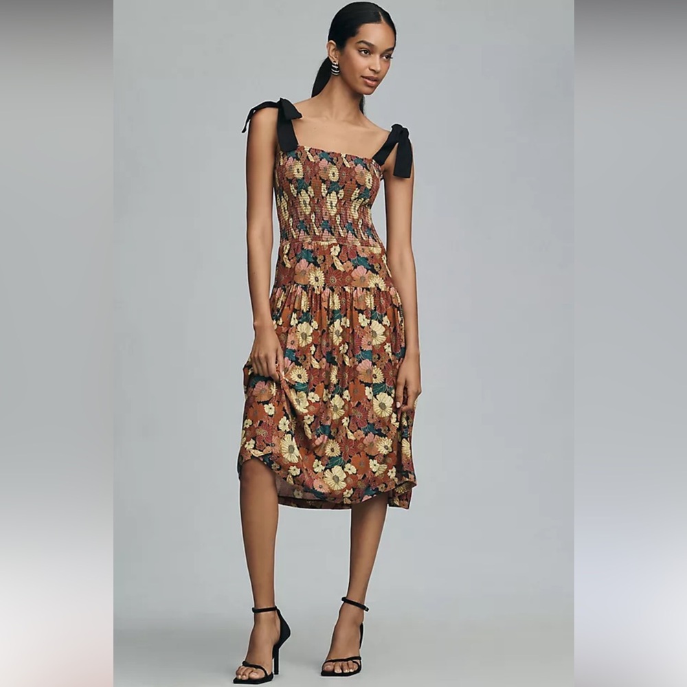 Anthropologie Nation Los Angeles LTD Ember Printed Tied Midi Dress